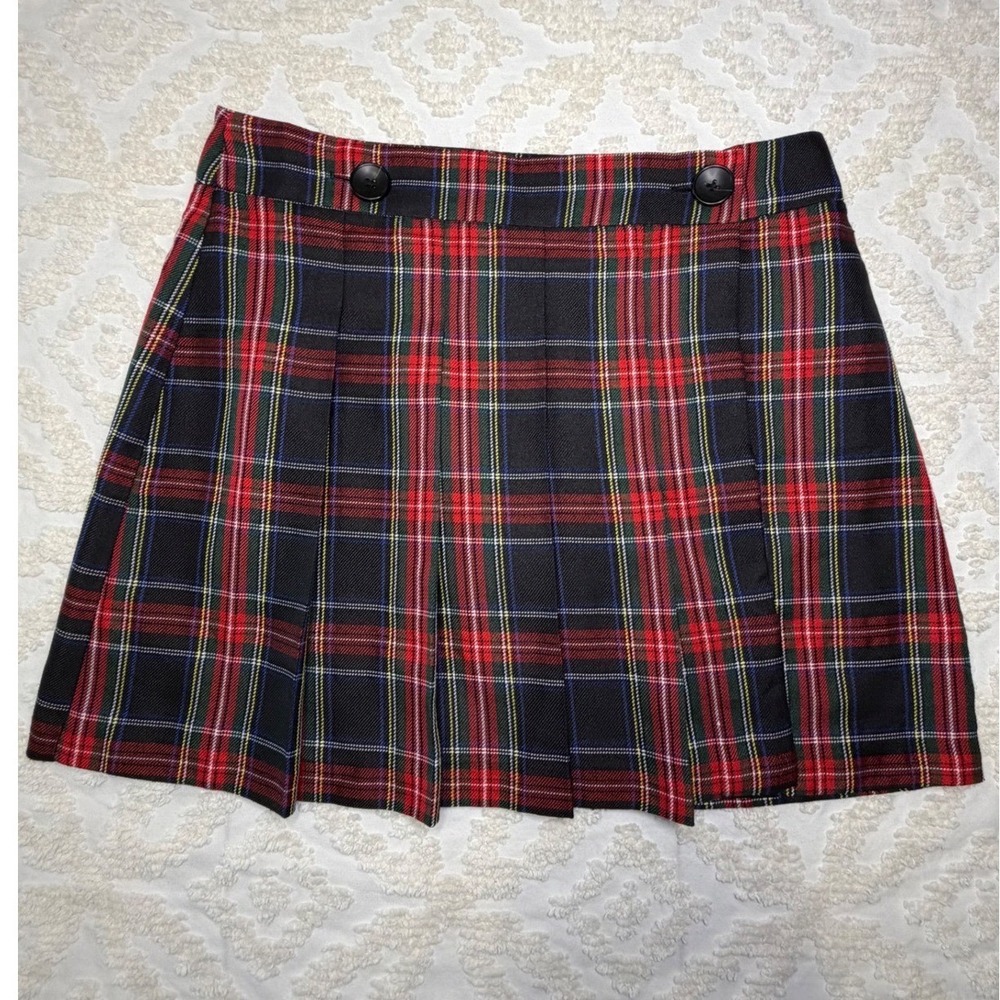 Fantastic Fawn Pleated Tartan Mini Skirt Red M Preppy Dark Academia Schoolgirl